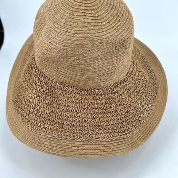 J. Crew Women's Straw Woven Textured Floppy‎ Sun Shade Hat Tan Size Medium - Picture 4 of 8